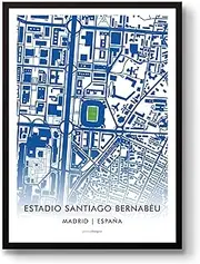 GroundDesigns REAL MADRID Football Gift ESTADIO SANTIAGO BERNABEU Stadium Art Unframed A3 Print Map
