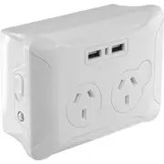 EVERSURE CWPUSB2 Clip Over Wall Plate With USB Double Gpo Night Light Ac USB Ports: 2 CLIP OVER