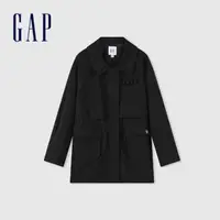 在飛比找momo購物網優惠-【GAP】女裝 Logo工裝翻領外套-黑色(874469)