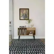 Quezada Oriental Black & White Hand-Tufted 100% Wool Soft Area Rug Carpet