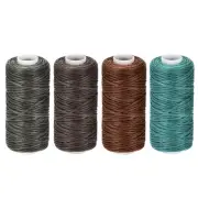 Leather Thread Set 55 Yards 0.8mm 150D/16 Flat Waxed Cords, Dark Colors 4pcs