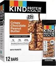 KIND Protein MAX Crispy Chocolate Peanut Butter Snack Bars 2.2oz (Pack Of 12)