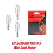E12 15W C26 Light Bulbs (x3) / Touch Lamp Control Replacement Sensor Repair Kit
