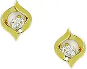 [JewelryWeb] 14k Yellow Gold CZ Simulated Diamond Fancy Screw Back Earrings 9x7mm Stud Earring for Women