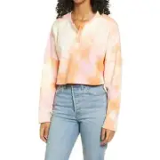 BP. Nordstrom Tie Dye Sweatshirt Pullover in Orange Red Crew
