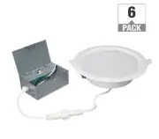 6 in. Canless Color Select CCT LED Recessed Light Dimmable 6 Pack 538601110 NEW