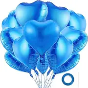 12 pcs Heart Balloons, 18 Inch Heart Shape Balloons for for Valentines Day Wedding Brithday Decorations (Blue)