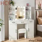 Dressing Table Makeup Mirror Stool Set Vanity LED Desk with Storage Drawer White