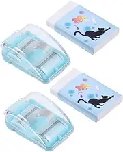 Sewroro 2 Sets Erase Collector Cleaning Products Wipe Mini Washable Markers Machine Cleanser Highlighter Electric Drainer Cleaner Cute Stationary Retainer Melts Erasure Sky-Blue Plastic
