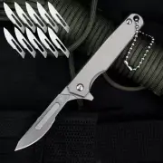 Titanium Foldable Utility Knife Scalpel Blade Pocket EDC Tool Survival Keychain