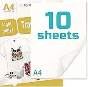 Victool Upgrade Inkjet Thermal Transfer Paper, A4 Heat Transfer Paper Size 210x297mm, for White and Light Colour Fabric & Painting Iron on Transfers Vinyl Htv - 10 Sheets