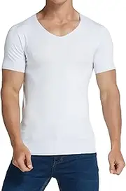[Aosufei] Men's V-Neck Breathable Soft T-Shirt Quick Dry Lightweight Stretch T-Shirt Short Sleeve Casual Dry-Fit T-Shirts