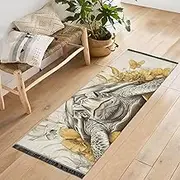 QGBYMX Sea Turtle Flower Cute Washable Runner Rug 2’ x 6’ Non Slip Kitchen Runner Rug for Hallways Entryway Patio Living Room Floor Carpet Runner- Soft Thin Mat for Family Pet