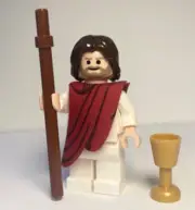 NEW LEGO Bible Classic JESUS Custom Minifigure Red Robe Simple Staff