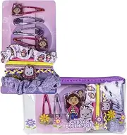 [CERDÁ LIFE'S LITTLE MOMENTS] Gabby's Dollhouse Beauty Set, 2 Fabric Hair Bobbles, 4 Scrunchies, 4 Hair Bobbles, 4 Hair Pins and Toiletry Bag, Multicoloured, Inspired by Gabby's Dollhouse, Original Product, Designed in Spain