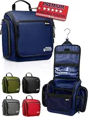Hanging Toiletry Bag for Women and Men - Deluxe Large Travel Toiletry Organizer - Waterproof Hygiene Bag with Metal Swivel Hook and 17 Compartments for Travel Toiletries, Makeup, Cosmetics 11.02''x3.23''x9.84" Navy Blue