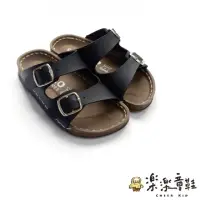 在飛比找momo購物網優惠-【樂樂童鞋】台灣製金扣雙帶拖鞋-黑色(現貨 台灣製 男童鞋 