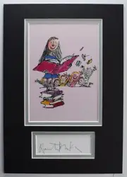 Quentin Blake Signed Autograph A4 photo display Matilda Roald Dahl Artist Book