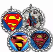 Superman Bottle Cap Necklace with Chain Handcrafted Kid's Bottle Cap Jewelry