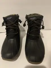 SPERRY Saltwater Quilted Nylon Duck Boots Black Womens Size 6 1/2M STS94063