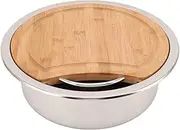 RV Round Sink Bowl, Otufan 360x120mm/14.17"x4.72" Large Capacity 304 Stainless Steel Sink with Wooden Chopping Block Fit for RV Boat Yachts
