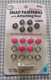 Vintage Dyno Decorative Snap Fasteners & Tool Pink Japan New