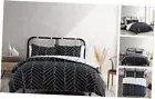 - Duvet Cover Set, Reversible Cotton Bedding with Matching Queen Black/White