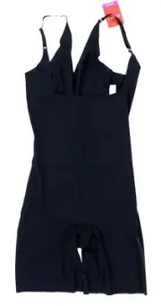 Spanx Thinstincts Open-Bust Mid-Thigh Shaping Black Bodysuit L98120 Women's Sz S