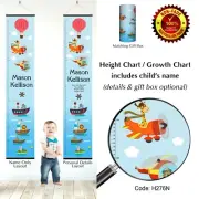 Growth Height Chart with Flying Aircraft, Boats, Air Balloon with Animals