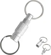 [brileze] Quick Release Keychain Titanium Detachable Dual Key Ring Pull Apart Key Ring Car Key Holder Clip Heavy Duty Pull Apart Keychain Accessory with 2 Stainless Steel Key Rings for Bag Purse Belt,