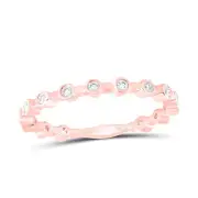 10kt Rose Gold Womens Round Diamond Modern Stackable Band Ring 1/10 Cttw
