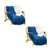 SOGA 2X Royal Blue Diamond Knitted Throw Blankets