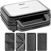 CONCEPT Hausgeräte SV3070 Sandwich Maker with Interchangeable Plates 4 in 1 900 W Black