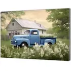 QIXIANG Farmhouse Blue Truck Canvas Wall Art for Bedroom Decor Country Old Ba...