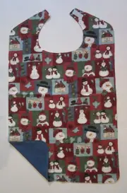 ⛄ SNOWMEN & MITTENS Adult Sized Bib * Special Needs Seniors * Reversible ⛄