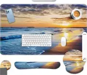 4-in-1 Large Beach Gaming Mouse Pad, Keyboard Wrist Rest Pad & Wrist Support