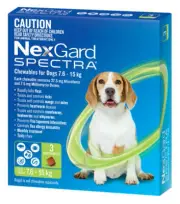 NEXGARD SPECTRA Dogs 7.6-15kg 3 Pk & 6Pk Flea Tick Treatment Pet Dog Chewable