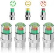 4 Car Tyre Pressure Monitor Valve Stem Light Caps 3 Color Sensor Indicator Alert