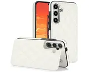 Case for Samsung Galaxy S24,Pu Leather Wallet Case RFID Blocking Credit Card Slots Kickstand Phone Case-White