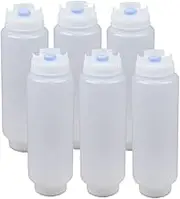 FRAKMU 16oz Inverted Plastic Squeeze Bottles,Condiment Squeeze Bottles for Sauces, Refillable Large Valve Dispenser Ketchup Sour Cream Squeeze Bottles for Restaurants Catering (6 pcs)