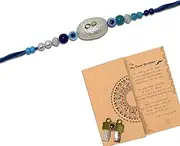 Evil Eye Rakhi for Brother and Bhabhi | Raksha Bandhan Bracelet Gift | Men's Bonds Bracelet Rakhi for Brother with Evil Eye Protection | Store Indya Evil Eye Rakhi with Greeting Card and Roli Chawal