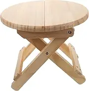 Levemolo 1pc Compact Solid Wood Round Stool Easy-Clean Home Stool Lightweight Folding Non-Slip Design