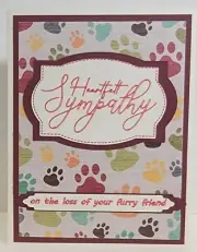 Handcrafted Card - Heartfelt Sympathy - on the loss of your furry friend