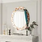 Accent Mirror Sliver Beveled Round Wall Mirrors Art Sunburst Mirror Home Decor