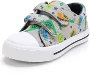 [K KomForme] Toddler Boys & Girls Shoes Kids Canvas Sneakers with Cartoon Dual Hook and Loops