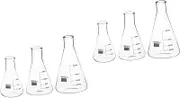 Gatuida 2sets Erlenmeyer Flask Portable Accessories Flask Men Pitcher Dispenser Flasks Men Drink Pouches Lab Beakers Air Drinks Hydro Containers Liners Lid Cups Glass Transparent 3pcs*2
