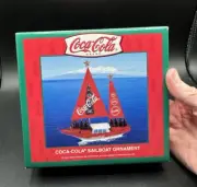 Rare New Kurt Adler Coca-Cola Sailboat Christmas Ornament -3D