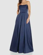$550 Aidan Mattox Women's Blue Strapless Maxi Dress Size US 6