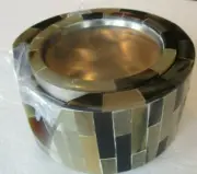 Williams Sonoma Pieced horn shell coasters set 4 with holder New wo tag