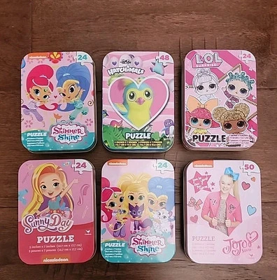 KIDS PUZZLE BUNDLE 6 Pack, 24+pc, 5" x 7" Puzzles JOJO, HATCHIMALS, LOL, SUNNY